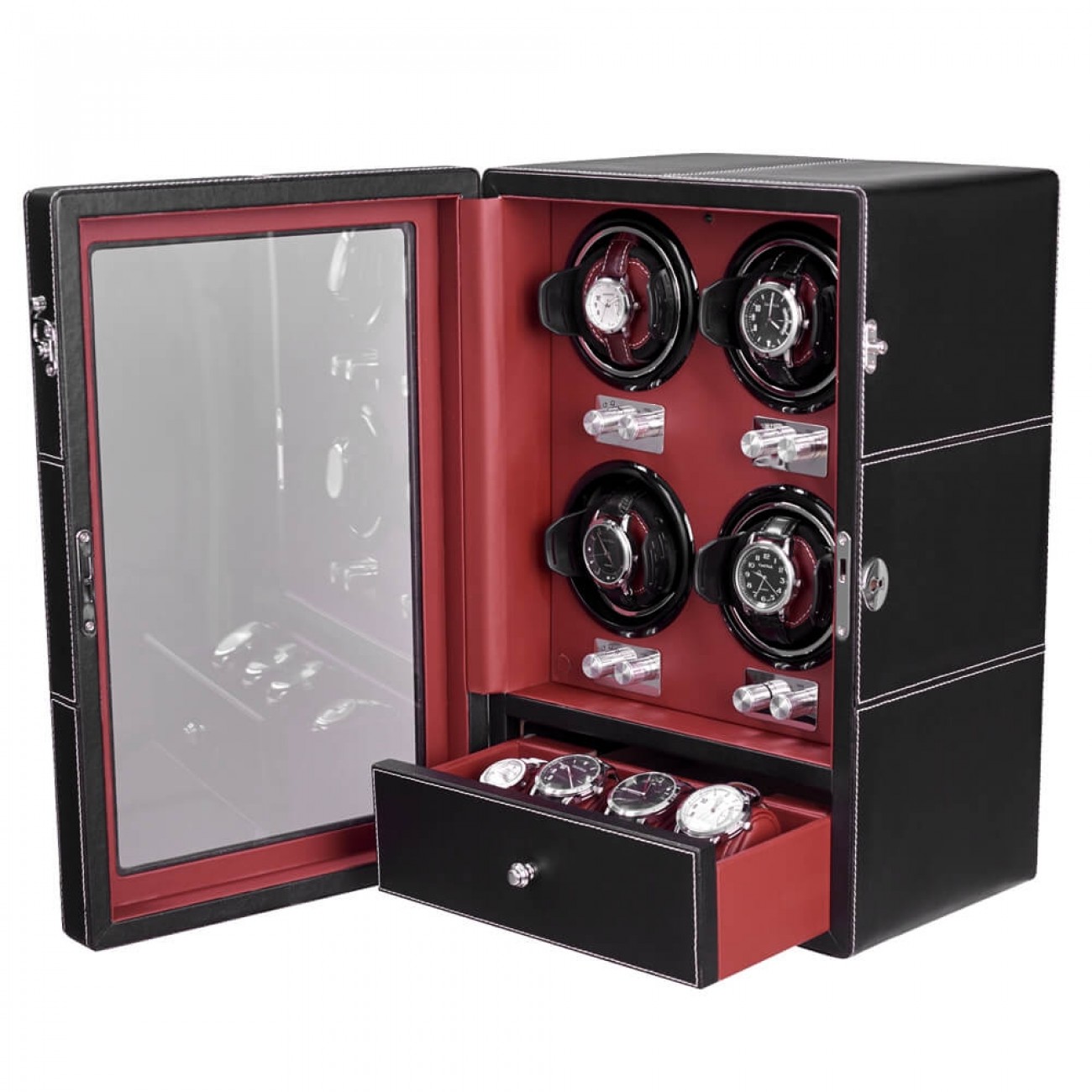 Discount Jqueen Leather Quad Watch Winder Black