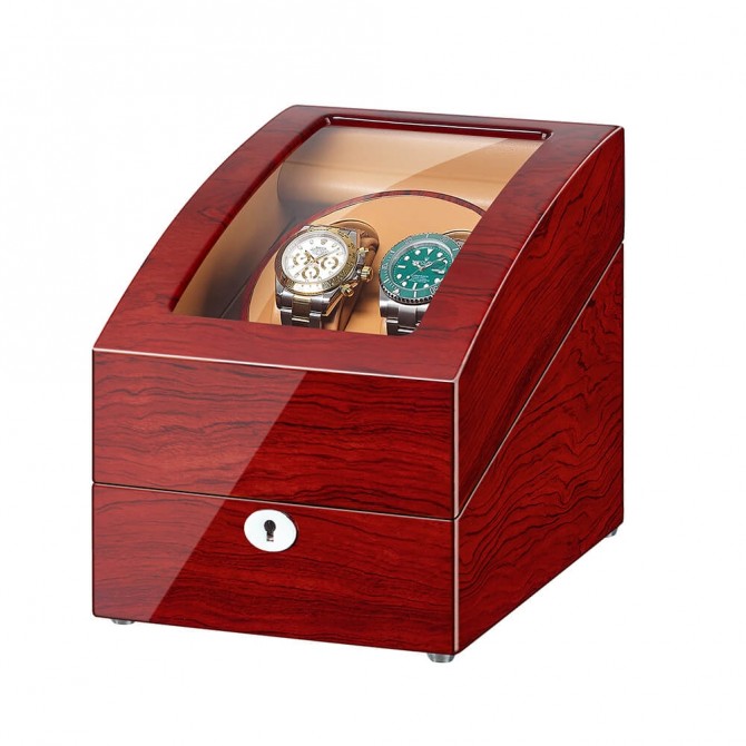 Luxury Jqueen Wooden Double Watch Winder Bubinga