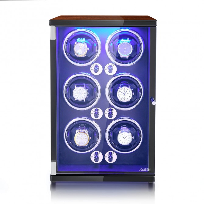 JQUEEN 6 Piece LED Watch Winder for Automatic Watchesr with Quiet Japanese Motor