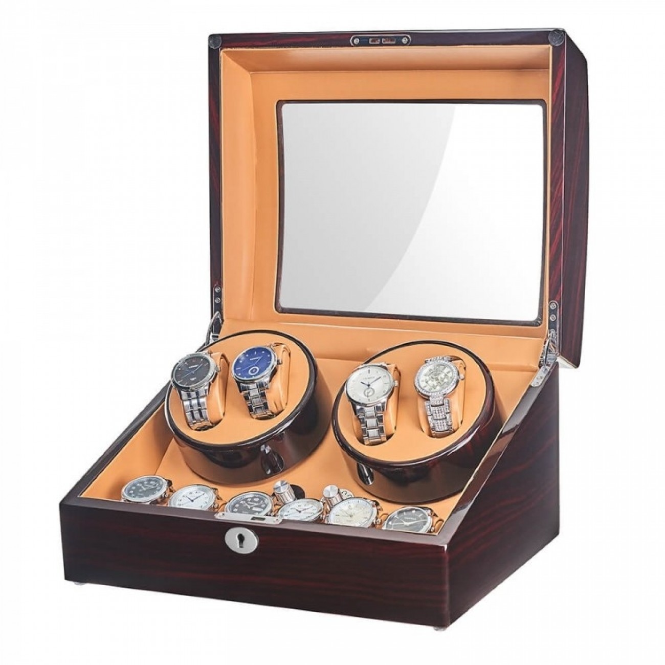 Wanger Boxes 4 Winder Box with 6 storages -Ebony
