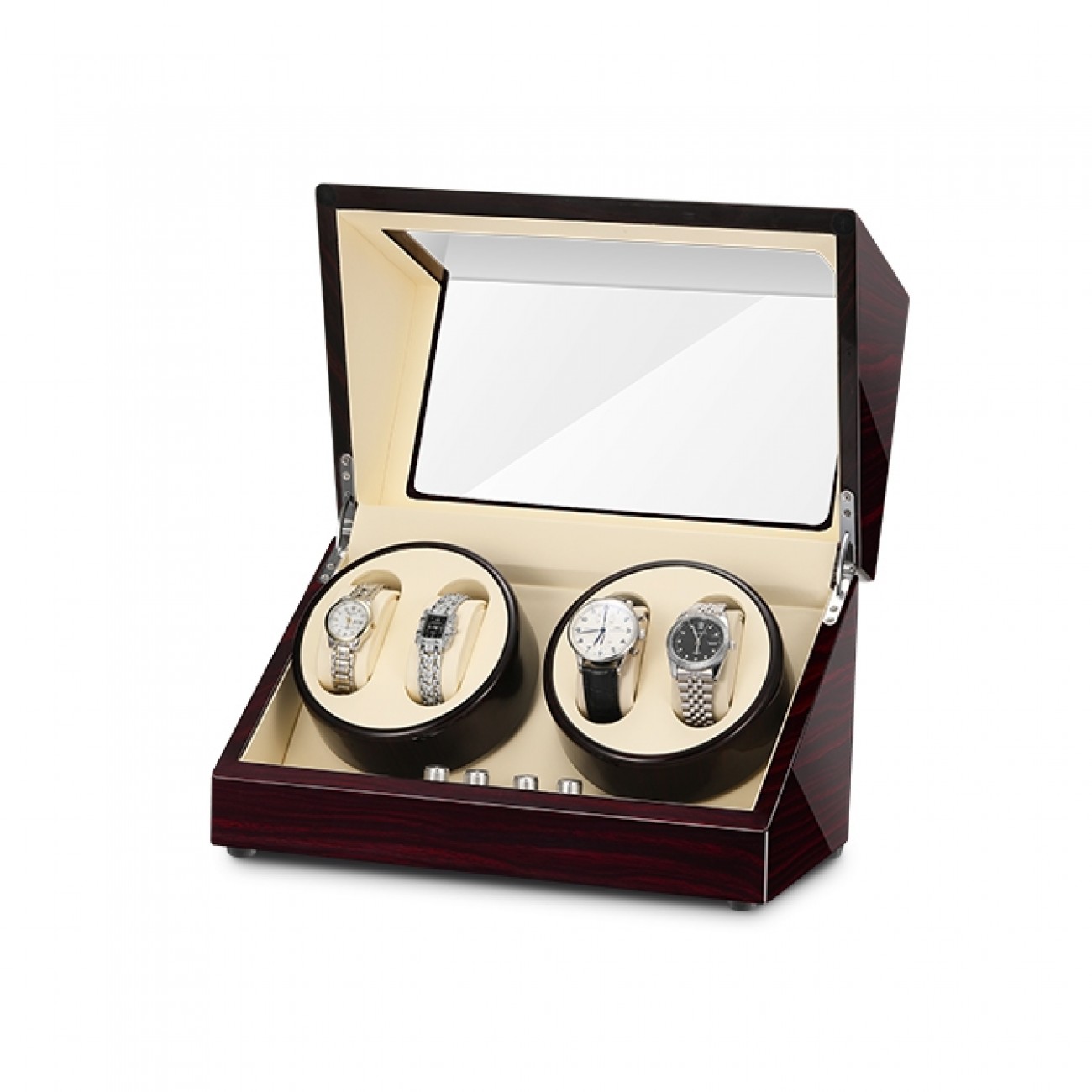 Luxury Jqueen Wooden Quad Watch Winder Ebony