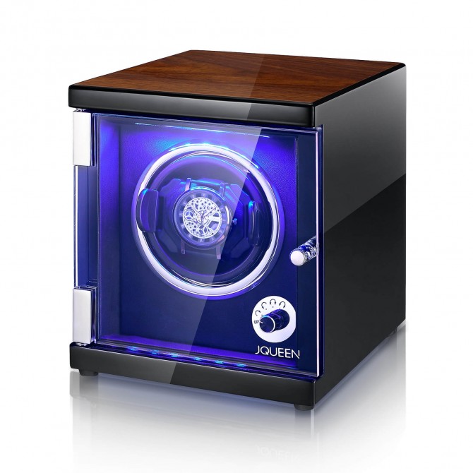 JQUEEN Single LED Watch Winder for Automatic Watches with Quiet Japanese Motor