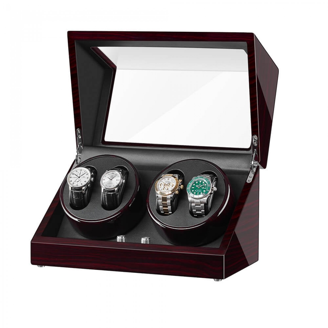 Best Jqueen Wooden Quad Watch Winder Black