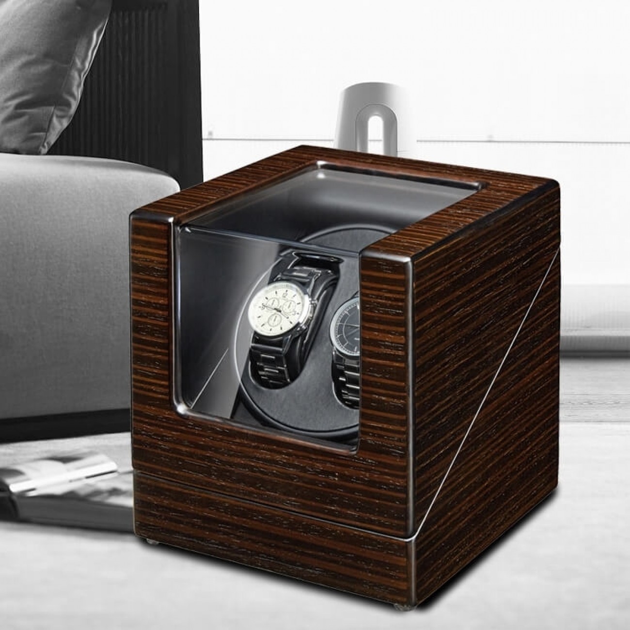 Jqueen Double Automatic Watch Winder Black Ebony