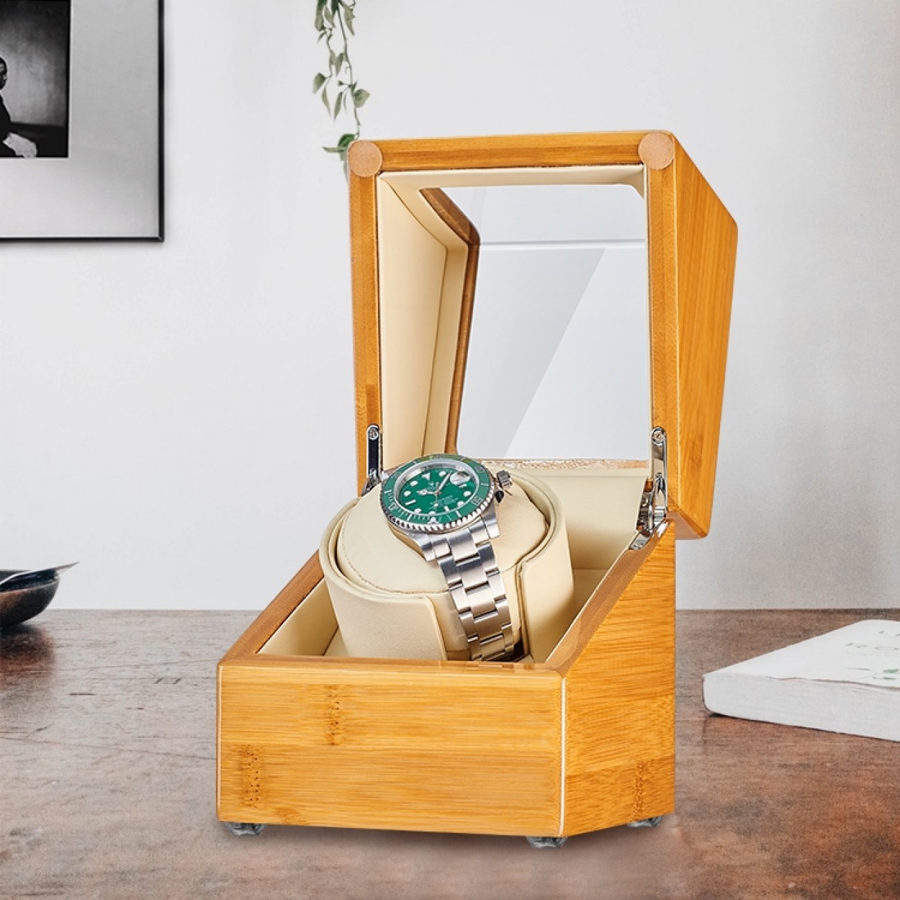 Best Jqueen Bamboo Single Watch Winder