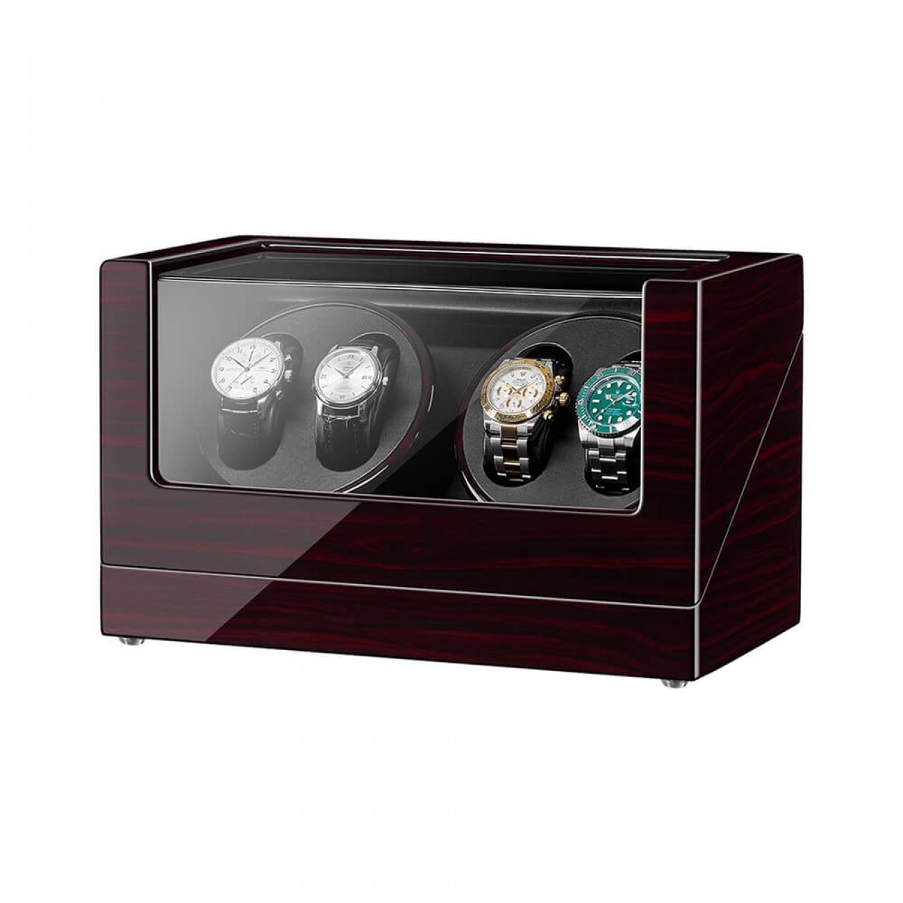 Best Jqueen Wooden Quad Watch Winder Black