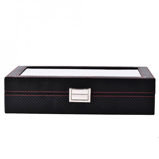 Sepano Leather Watch Box With 12 Watch Dislpay Box Organizer Black 