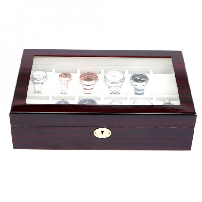 Jqueen Wooden Watch Box With 12 Slot Watch Case