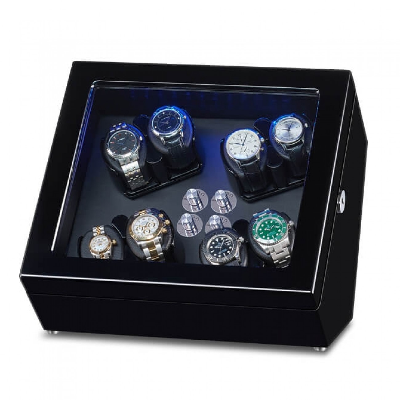 Sepano watch winder for automatic watches with storage compartments for