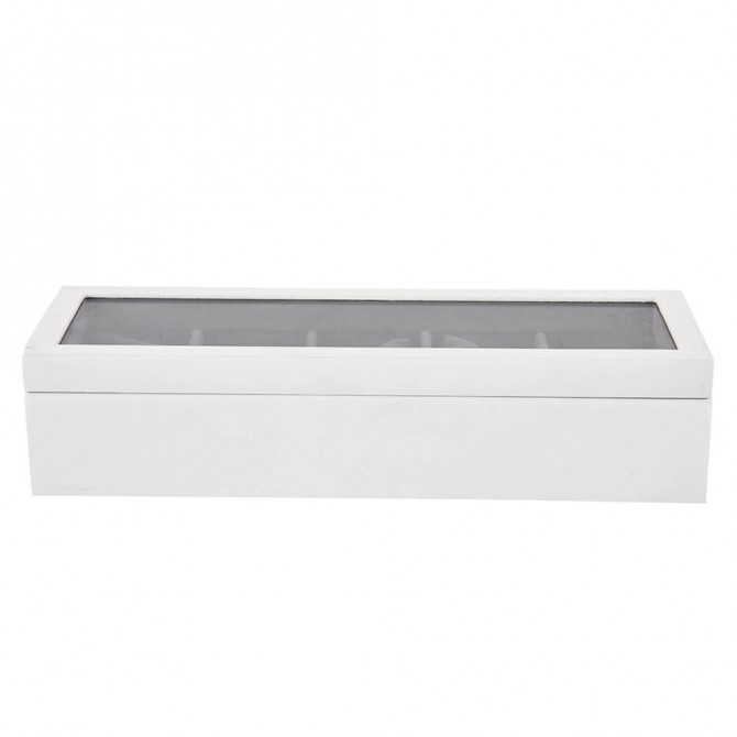 Best Jqueen Wooden Watch Case Display Storage Box With 5 Slots Display Case White