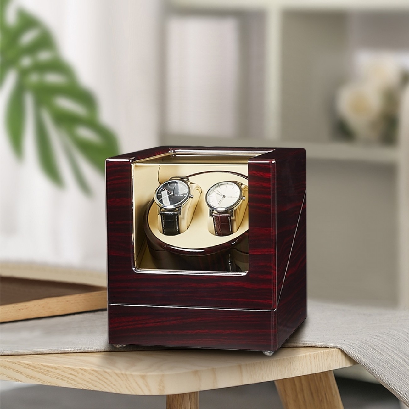 Best Jqueen Ebony Double Watch Winder Red