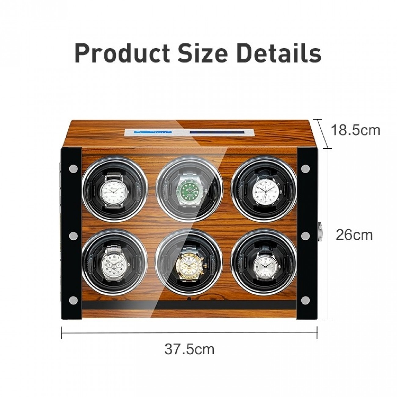 Six Automatic Watch Winder Case With Lcd Touch Screen in Golden Black