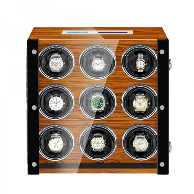 Nine Automatic Watch Storage With Lcd Touch Screen in Golden Black Interior