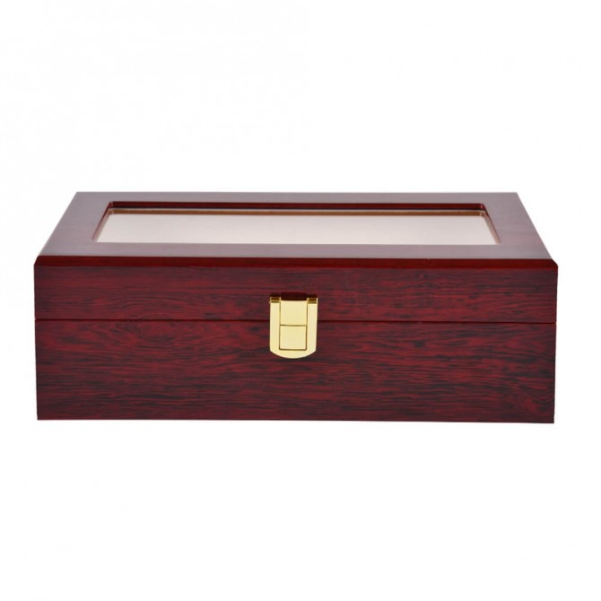 Jqueen Wooden Watch Box, 5 Slots Display Case