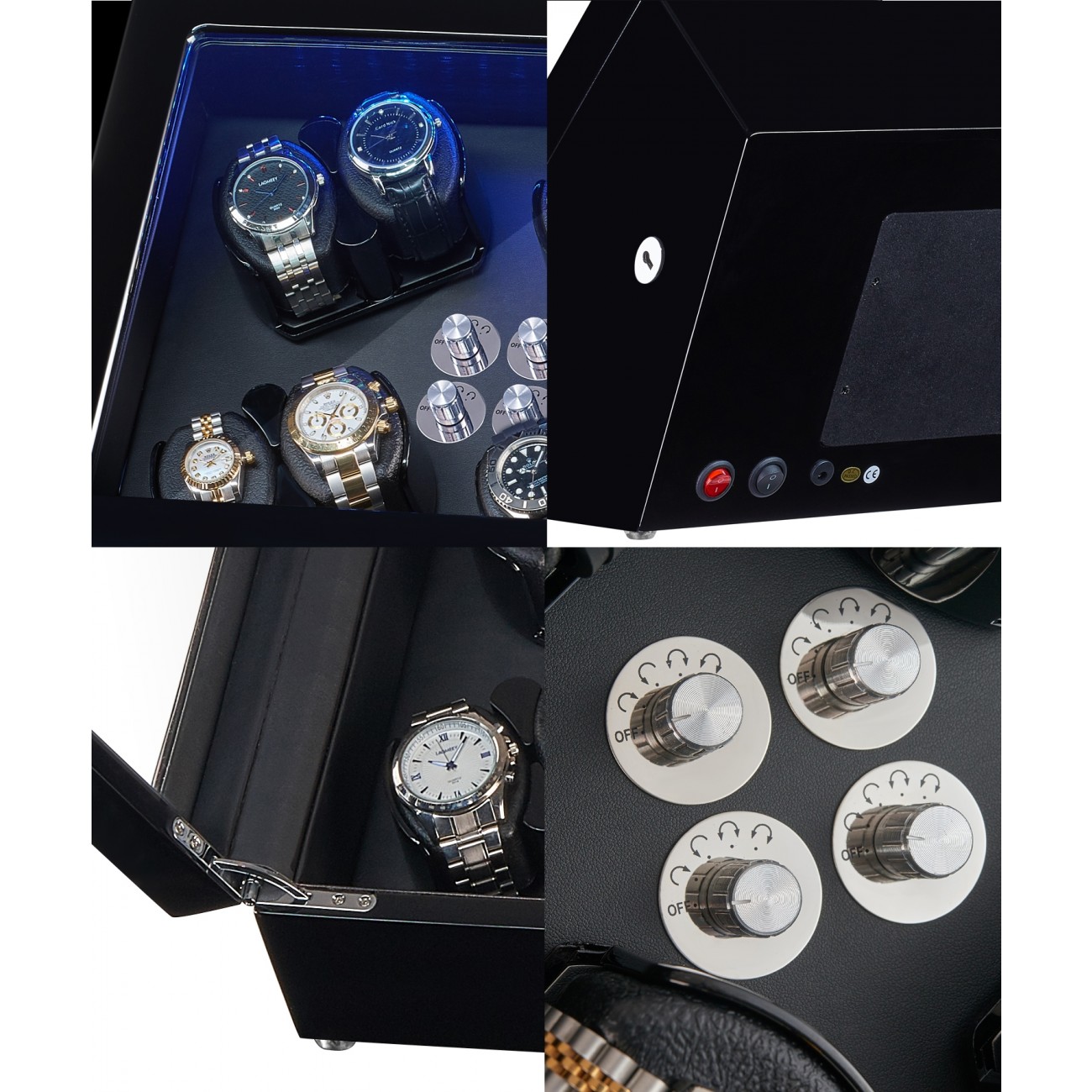Sepano watch winder for automatic watches with storage compartments for